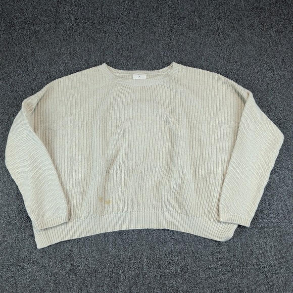 Pins and Needles Coastal Minimalist Ribbed Knit Sweater Womens Medium Cream — photo 2